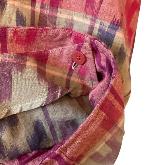 $145 Lauren Ralph Lauren 22W Geo Motif Berry Cotton Linen Wrap Skirt Ikat Tribal