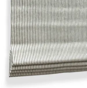 1/4" Thin Striped 100% Natural Linen Custom Flat Roman Shade/CL1002