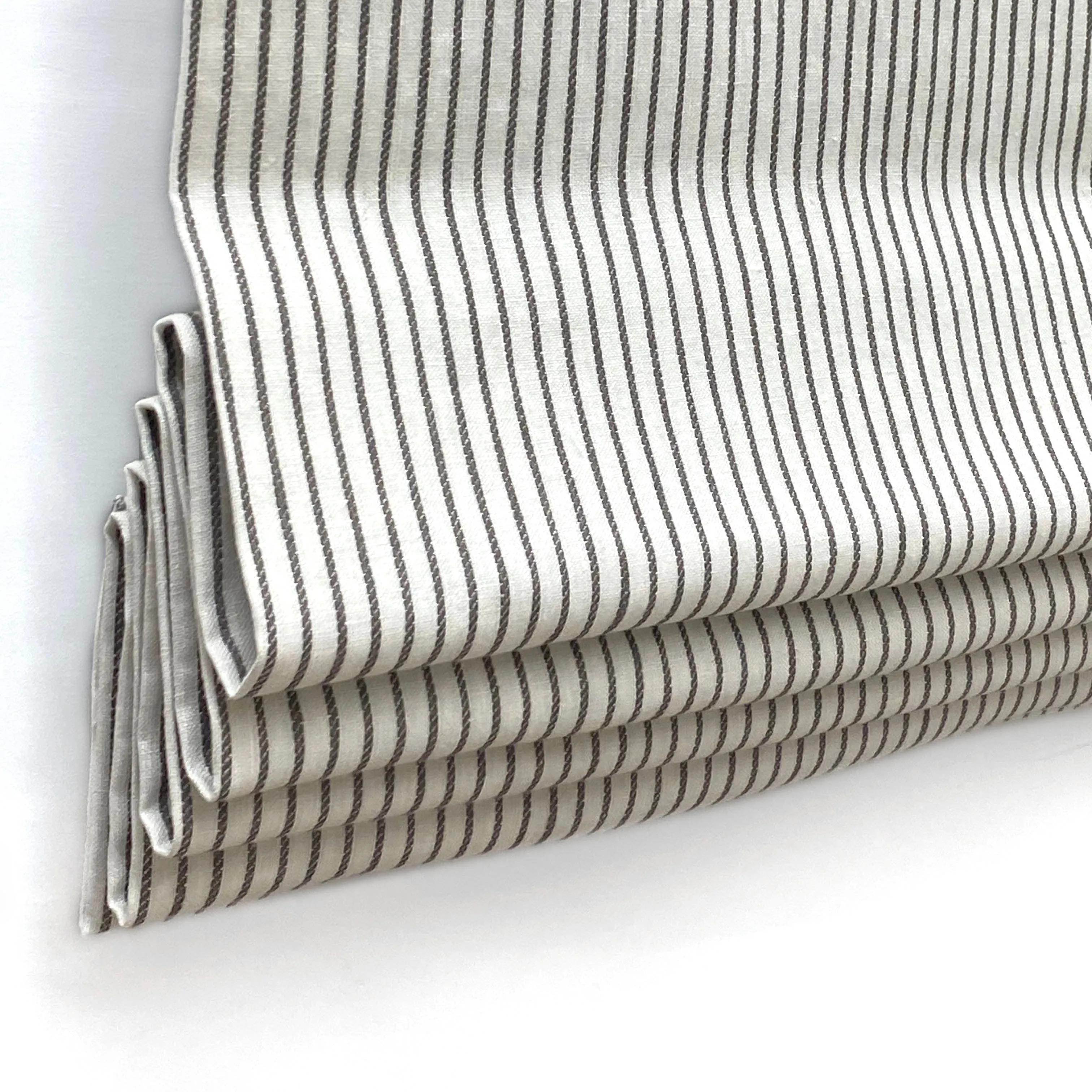 1/4" Thin Striped 100% Natural Linen Custom Flat Roman Shade/CL1002