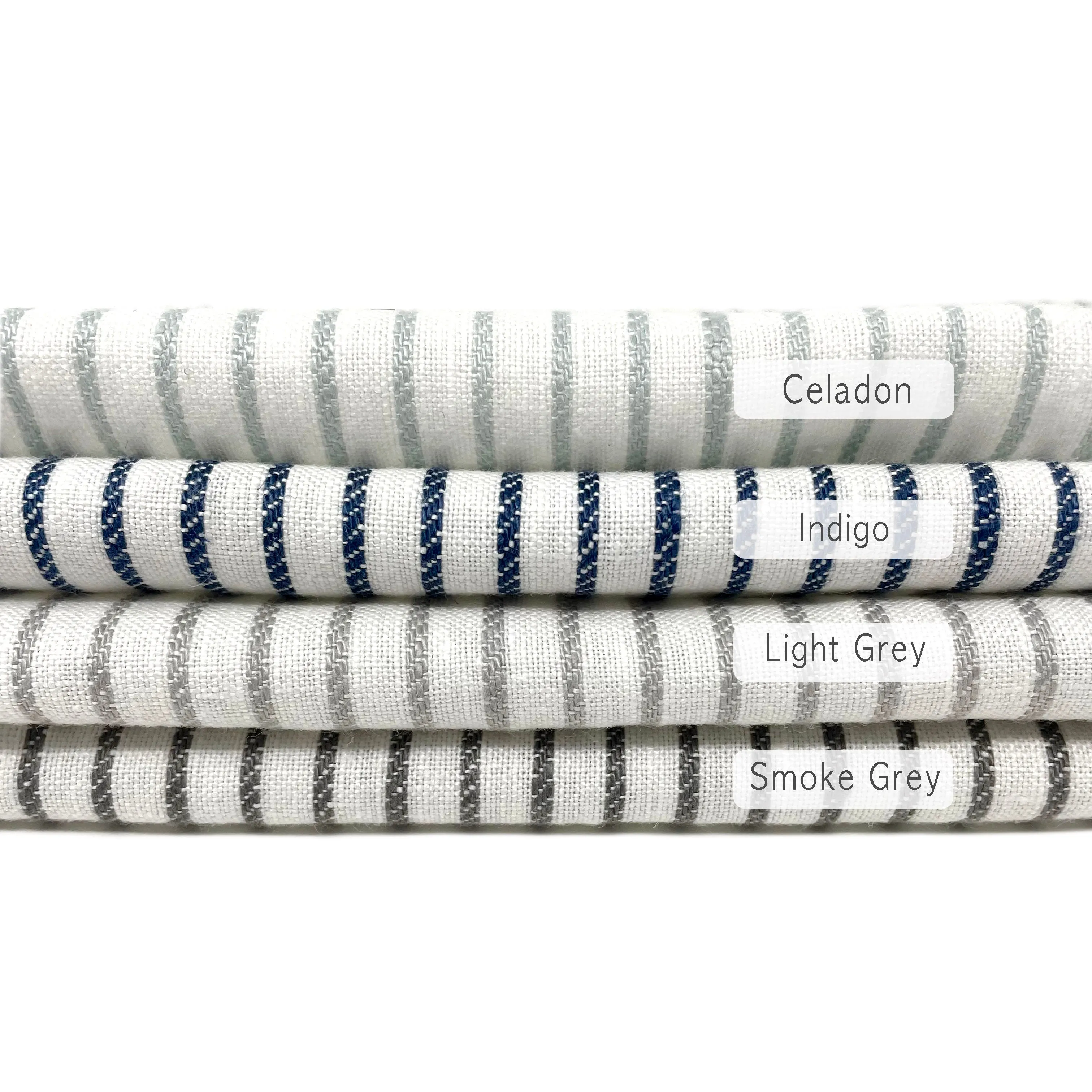 1/4" Thin Striped 100% Natural Linen Custom Flat Roman Shade/CL1002