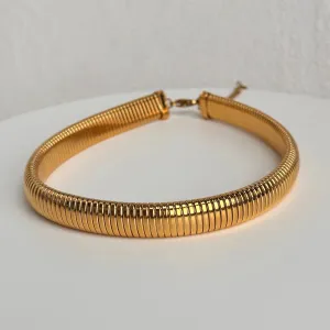 18k Gold Plated Over Titanium Steel Necklace Vintage Gypsy Elastic Choker For Women Girls Designer Fashion Aesthetic Jewelry