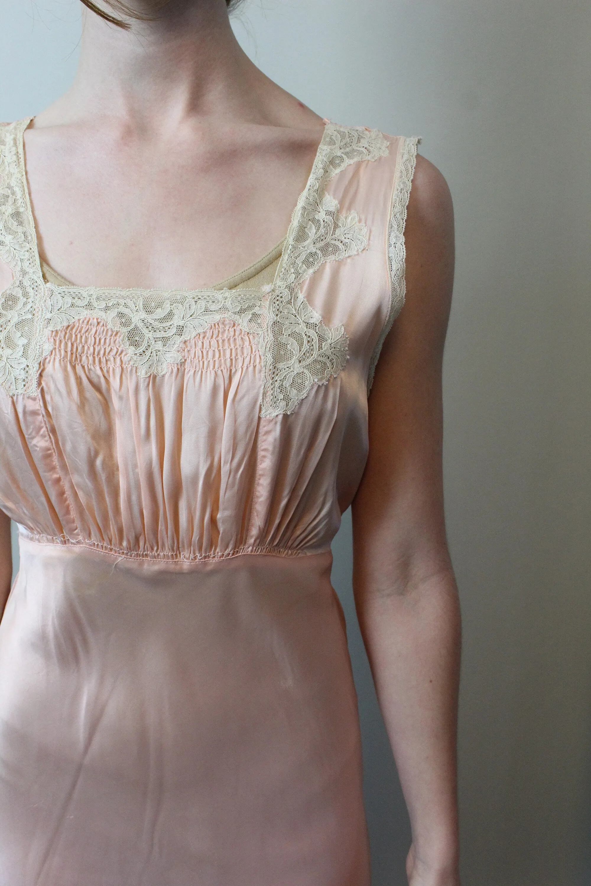 1930s BIAS rayon lace nightgown dress small | new spring