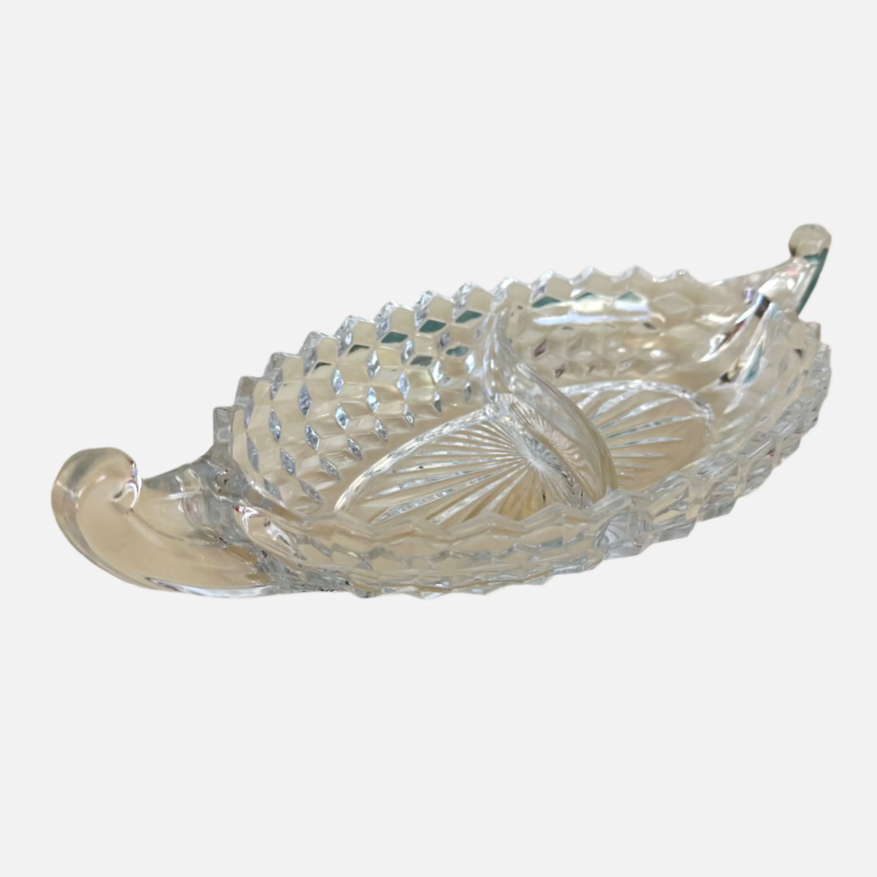 1930’s Fostoria American Crystal Divided Glass Relish Boat