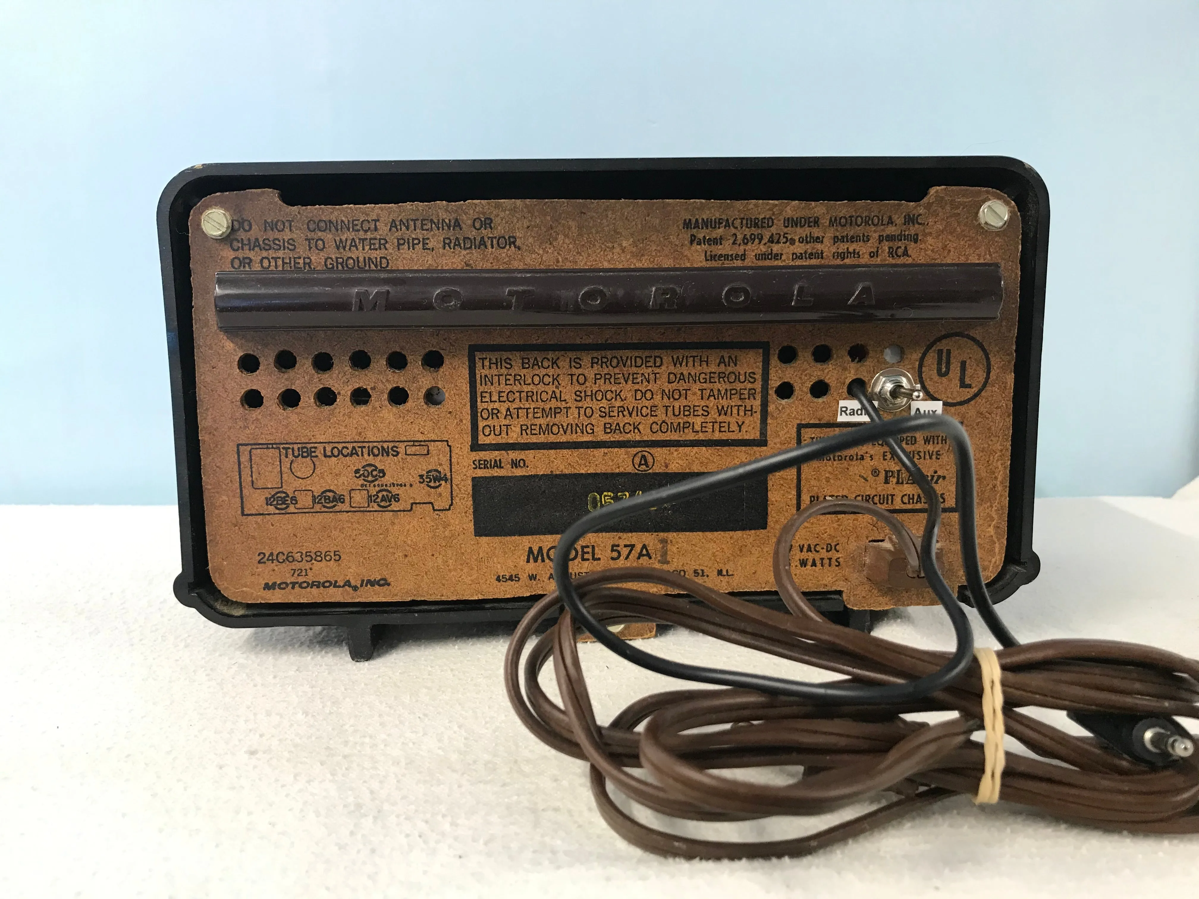 1957 Motorola 57A Tube Radio With Bluetooth input.