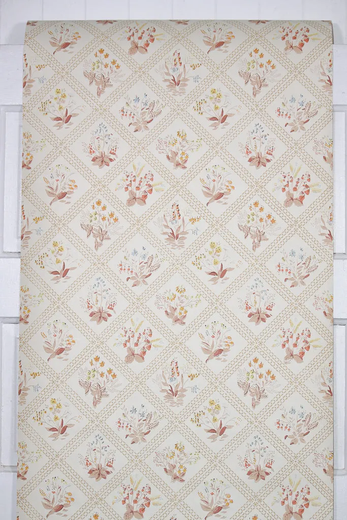 1960s Floral Vintage Wallpaper