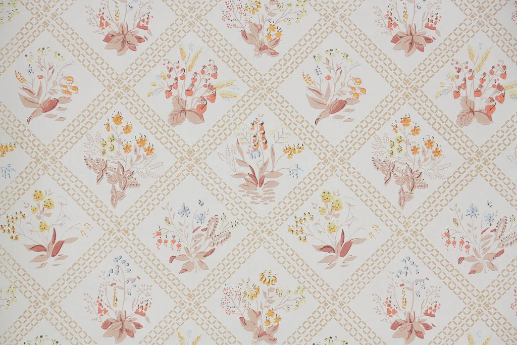 1960s Floral Vintage Wallpaper
