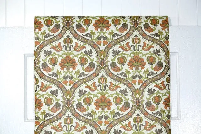 1970s Floral Damask Vintage Wallpaper