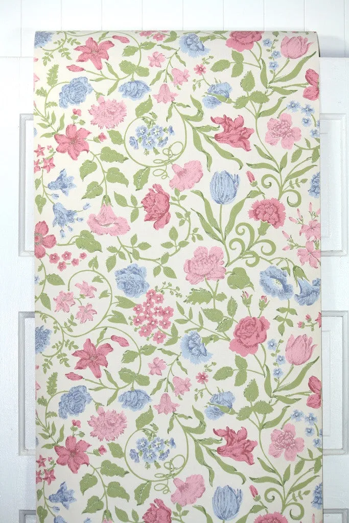 1970s Floral Vintage Wallpaper