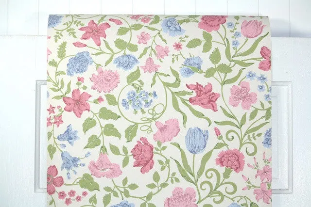 1970s Floral Vintage Wallpaper