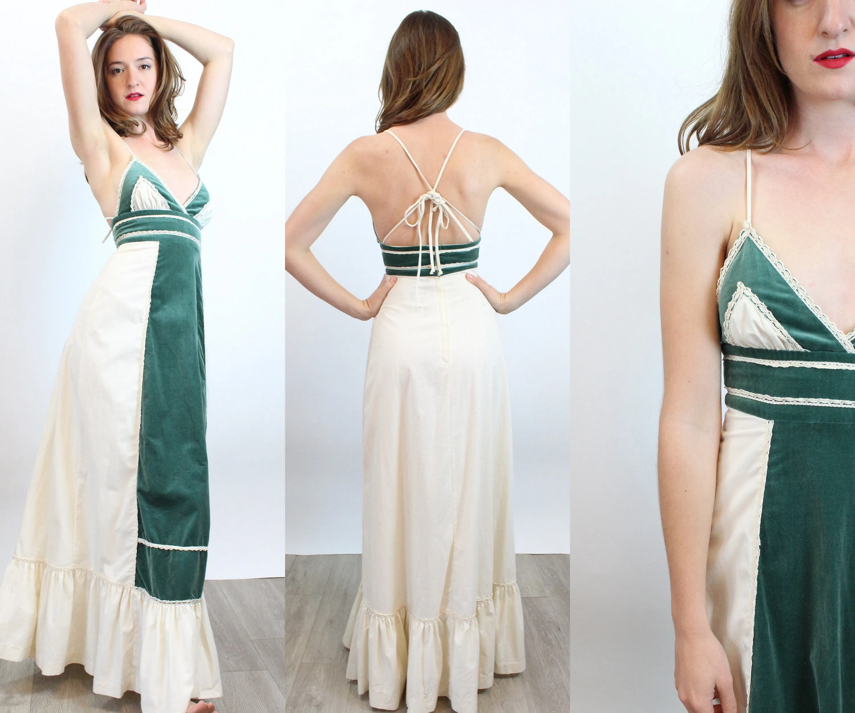 1970s GUNNE SAX halter maxi dress xxs | new spring