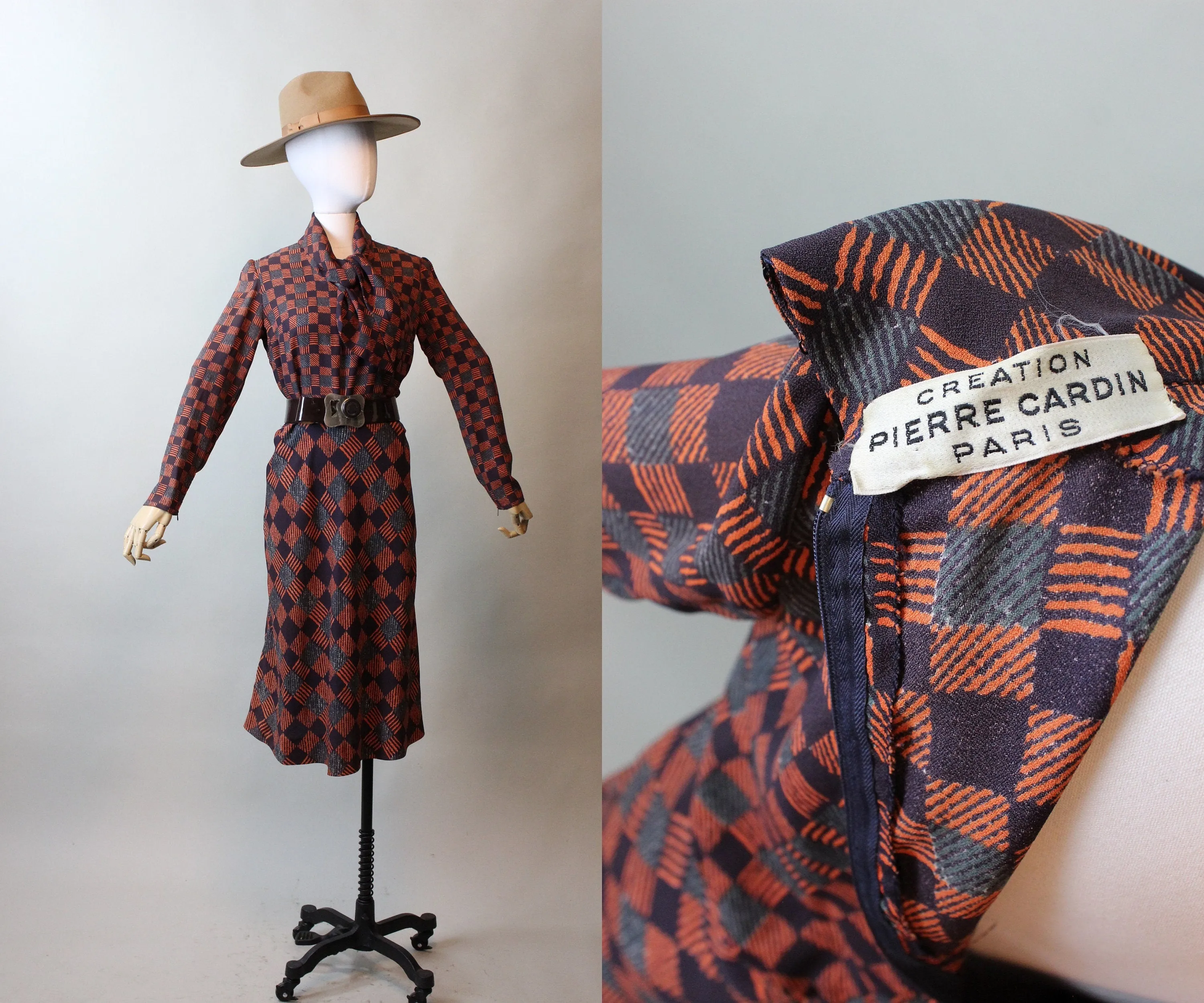 1970s PIERRE CARDIN Paris geometric dress small | new fall