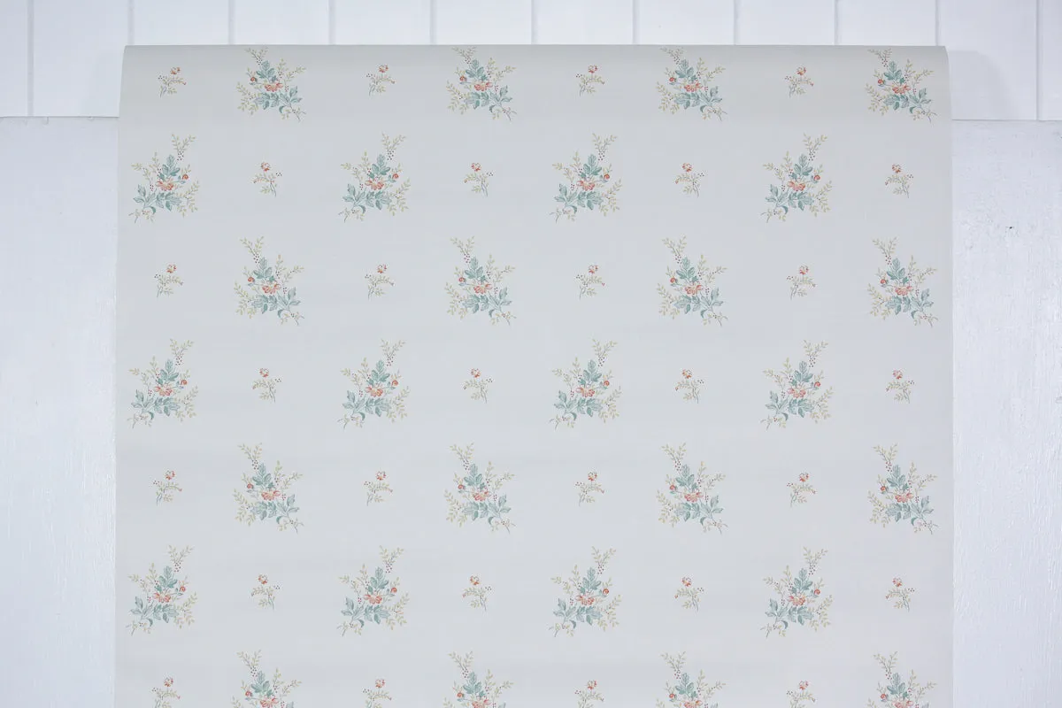 1980s Vinyl Floral Vintage Wallpaper