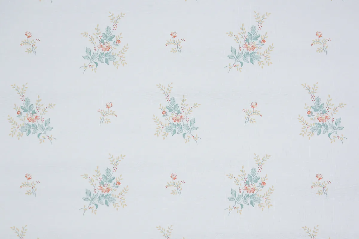 1980s Vinyl Floral Vintage Wallpaper