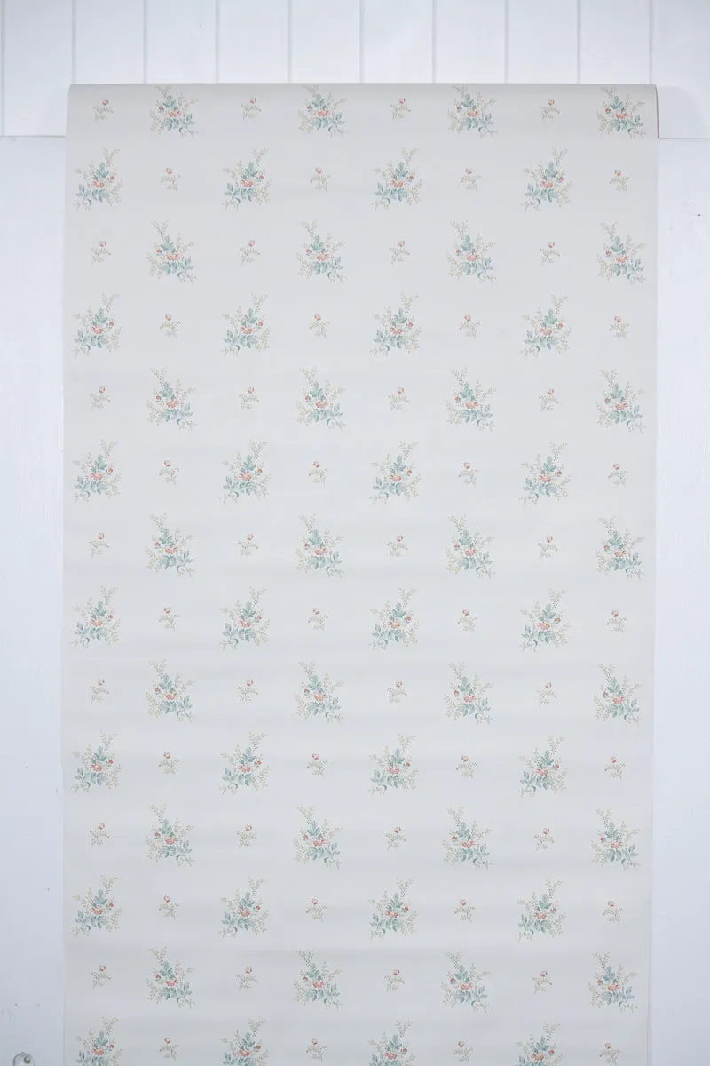 1980s Vinyl Floral Vintage Wallpaper