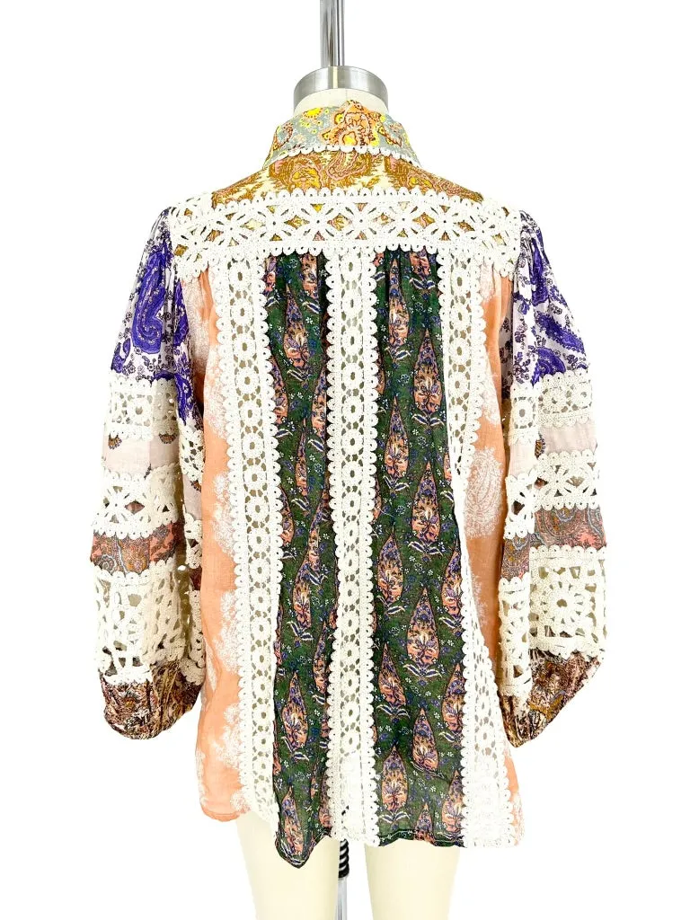 2022 Zimmermann Devi Spliced Blouse