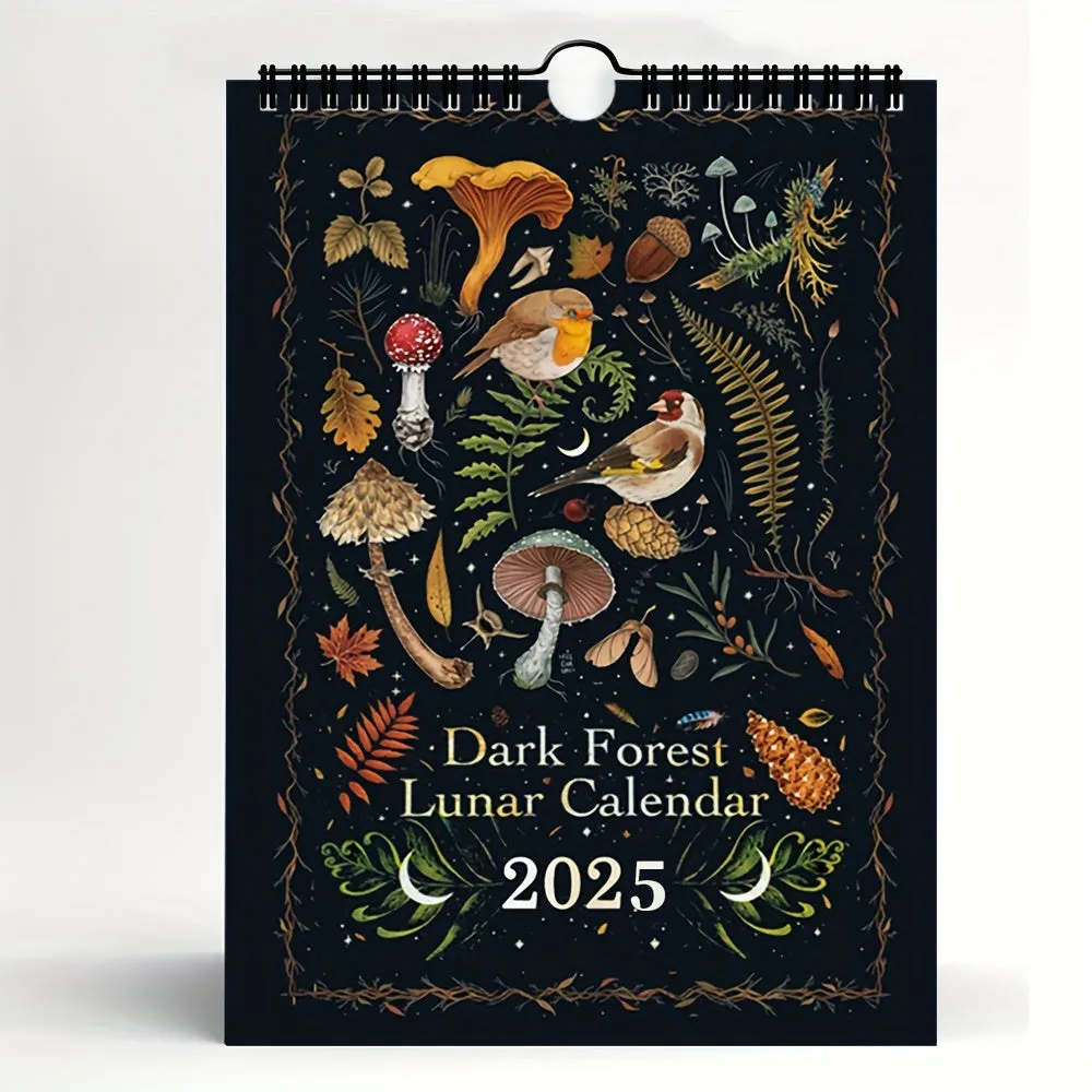 2025 Dark Forest Lunar Calendar New Art Deco Animal Print Fantasy Theme Moon Phase Planner