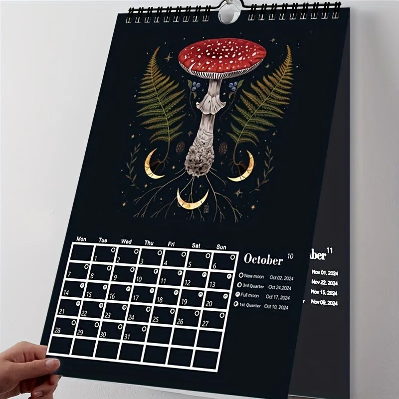 2025 Dark Forest Lunar Calendar New Art Deco Animal Print Fantasy Theme Moon Phase Planner