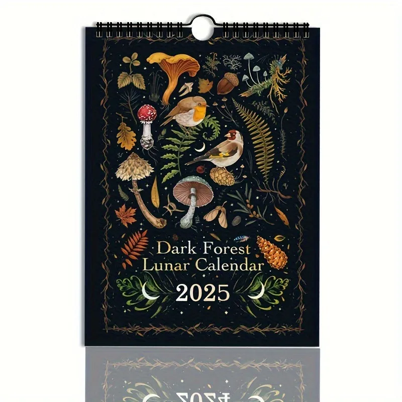 2025 Dark Forest Lunar Calendar New Art Deco Animal Print Fantasy Theme Moon Phase Planner