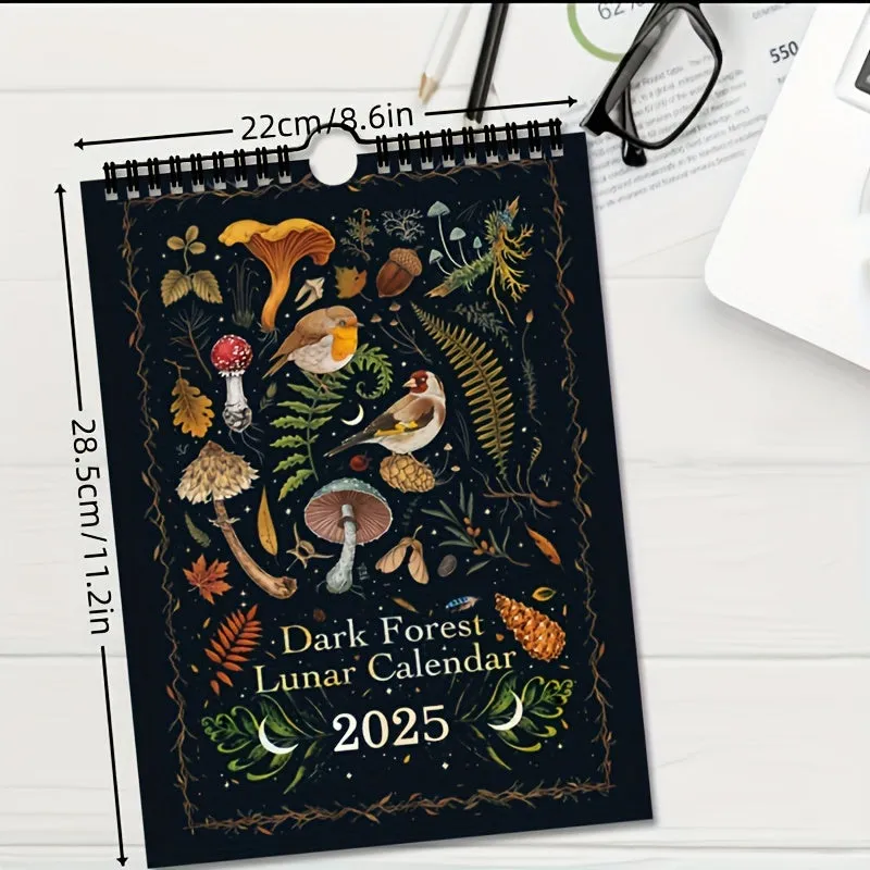 2025 Dark Forest Lunar Calendar New Art Deco Animal Print Fantasy Theme Moon Phase Planner