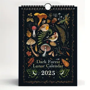2025 Dark Forest Lunar Calendar New Art Deco Animal Print Fantasy Theme Moon Phase Planner