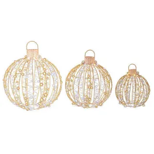3 Pack Christmas LED Light Balls with Cable Ties and 6 Stakes-Golden - Color: Go
