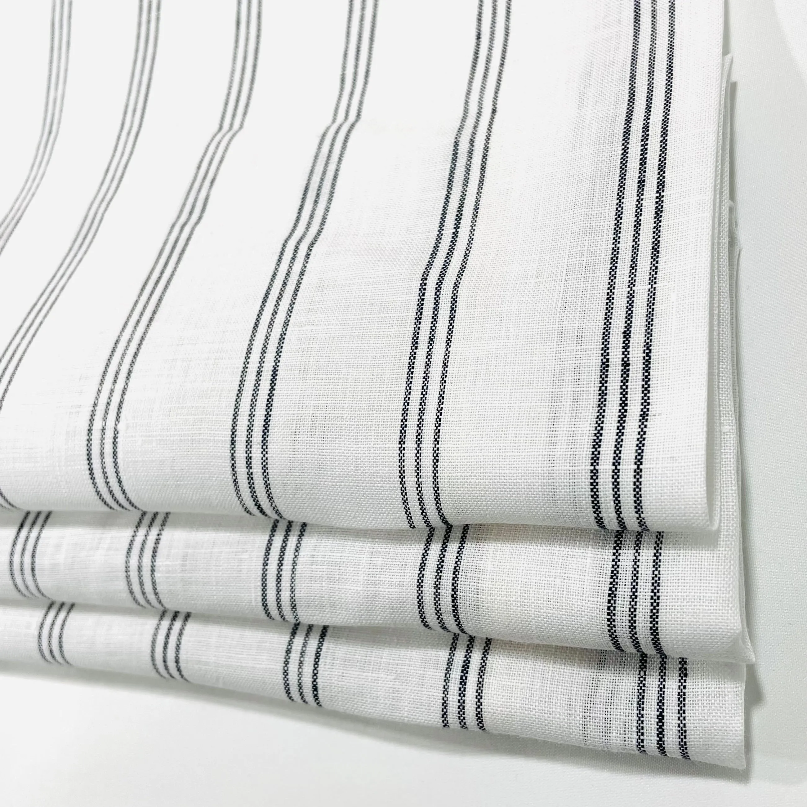 3 Thin Dark Grey Striped 100% Natural Linen Flat Casual Roman Shade/CL1044