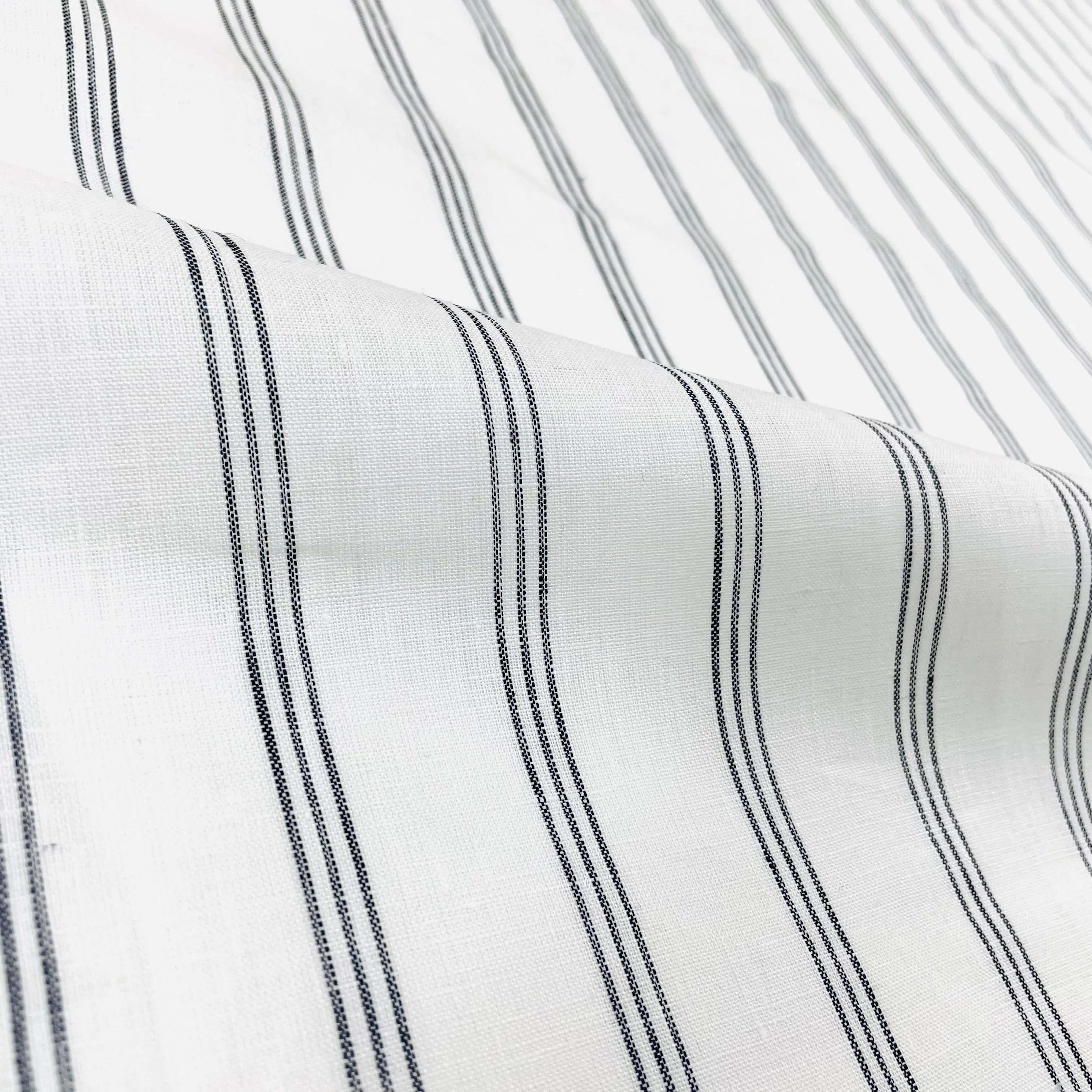 3 Thin Dark Grey Striped 100% Natural Linen Flat Casual Roman Shade/CL1044