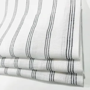 3 Thin Dark Grey Striped 100% Natural Linen Flat Casual Roman Shade/CL1044