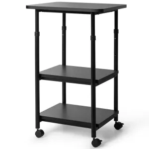 3-tier Adjustable Printer Stand with 360?&deg; Swivel Casters-Black - Color: Bla