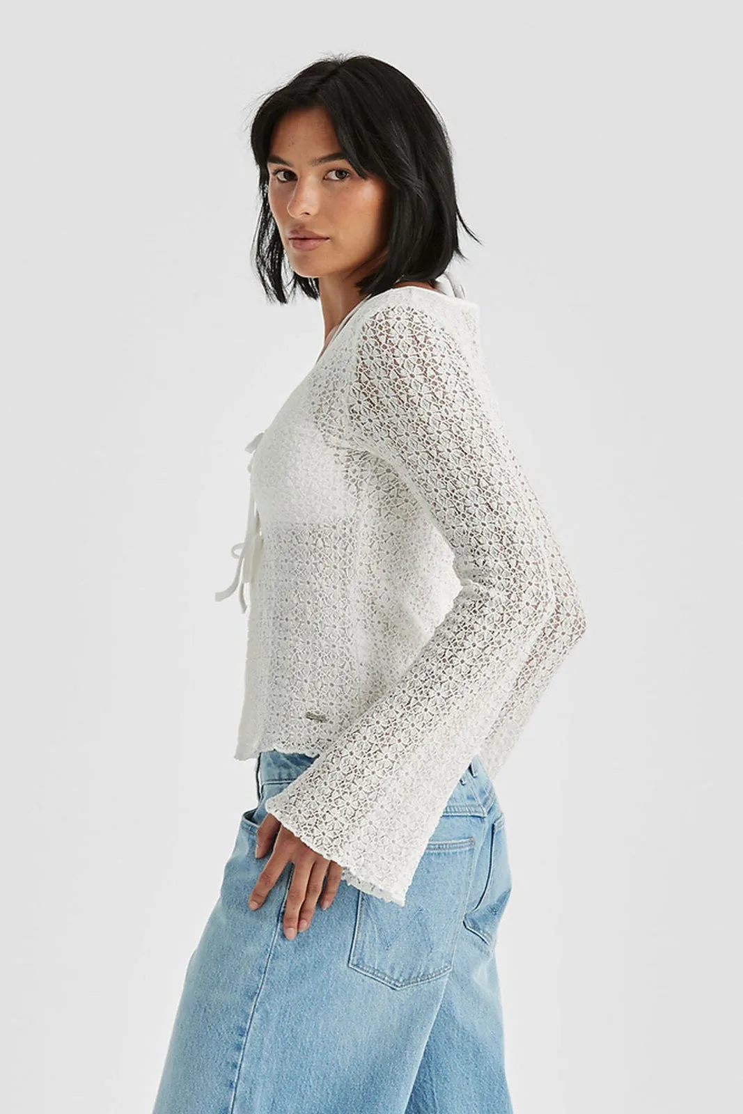 90s Lacie Tie Top | Vintage White