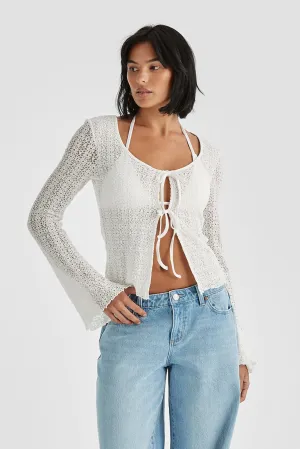 90s Lacie Tie Top | Vintage White