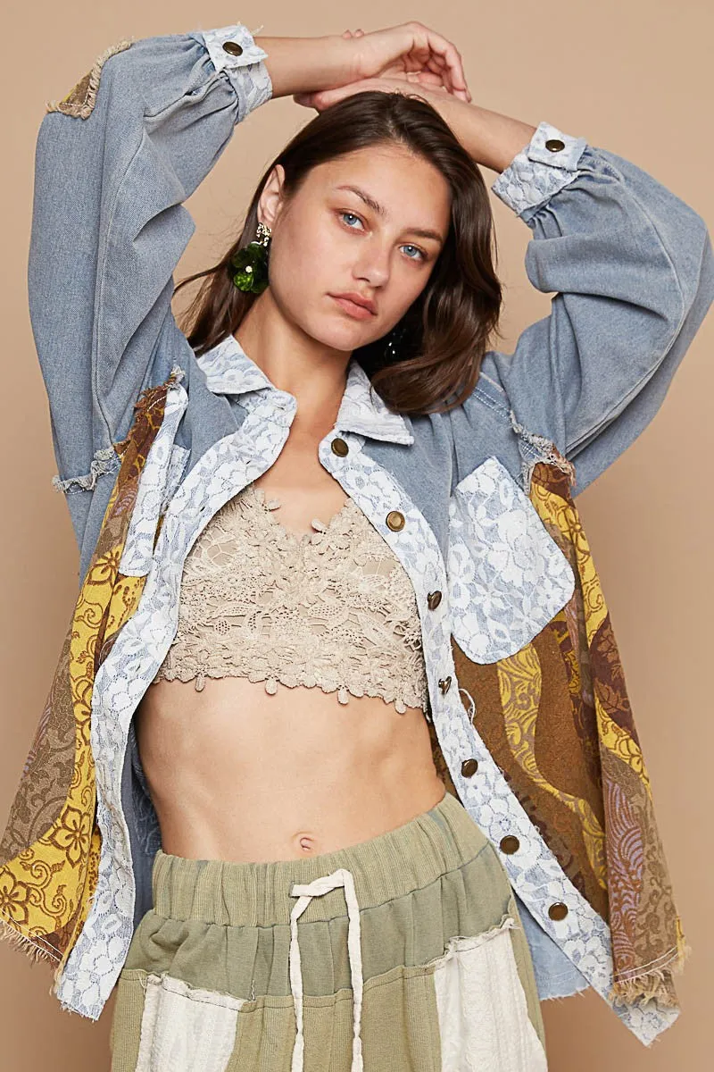 A Taste For Fashion Denim/Multi Color Shacket