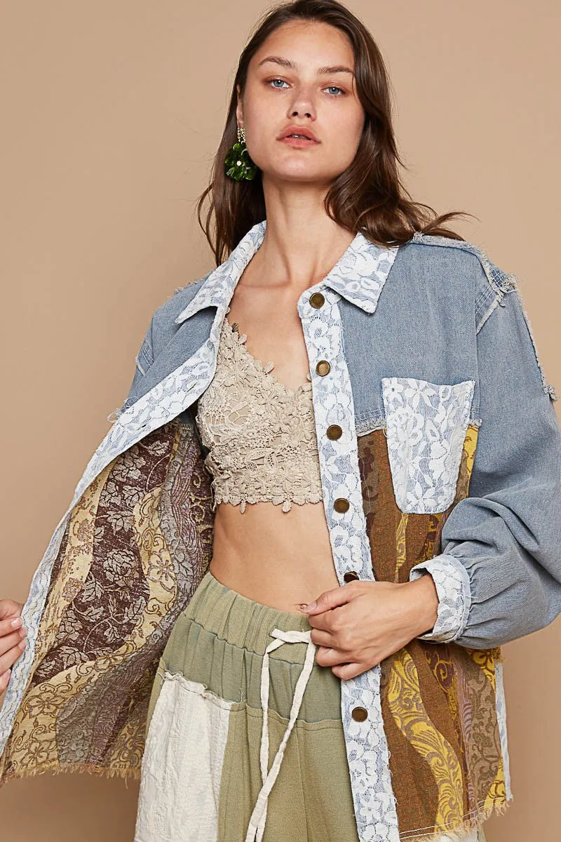A Taste For Fashion Denim/Multi Color Shacket