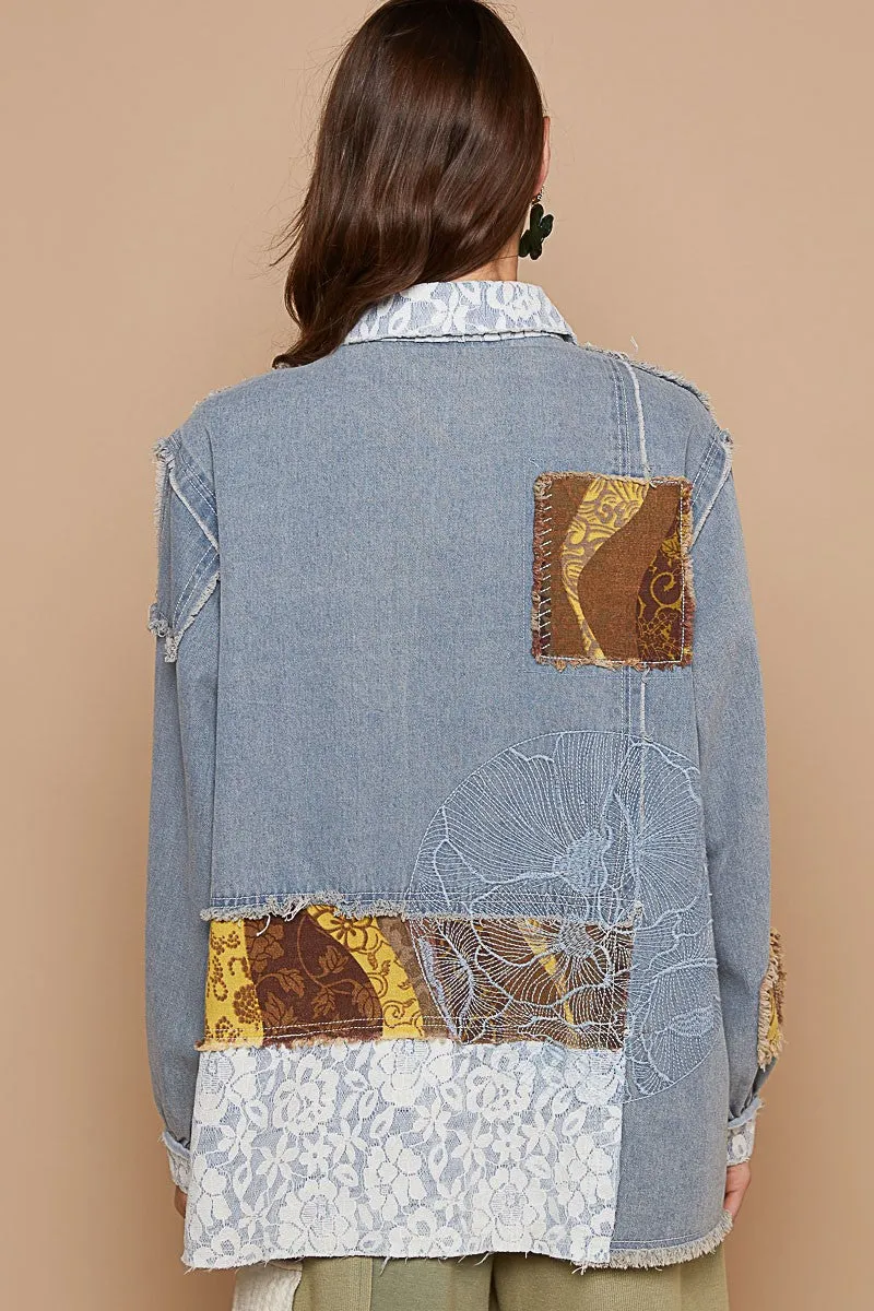 A Taste For Fashion Denim/Multi Color Shacket