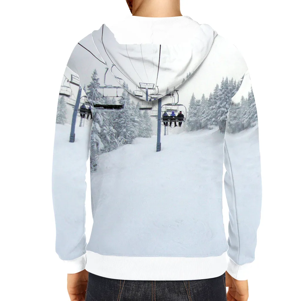 All-Over Print Pullover Hoodie - Chair Lift Vermont