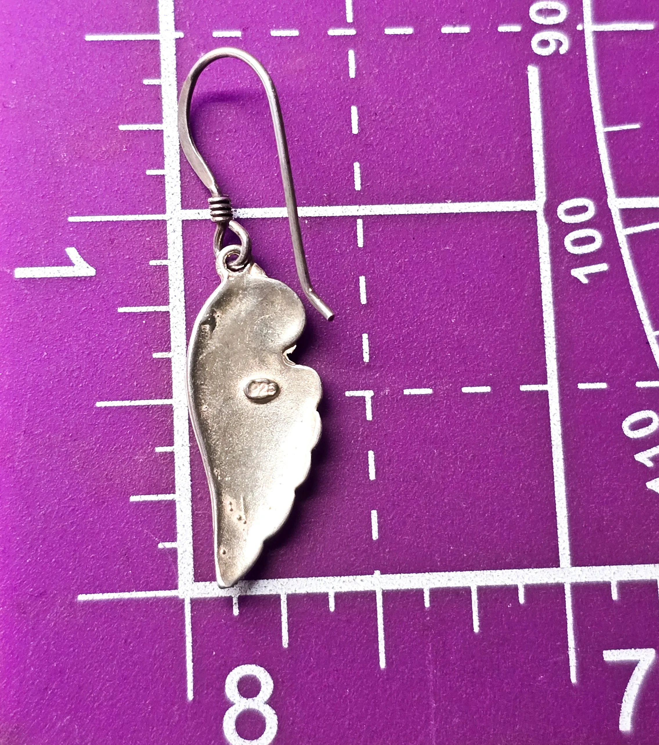 Angel wing retro etched sterling silver drop wing vintage earrings