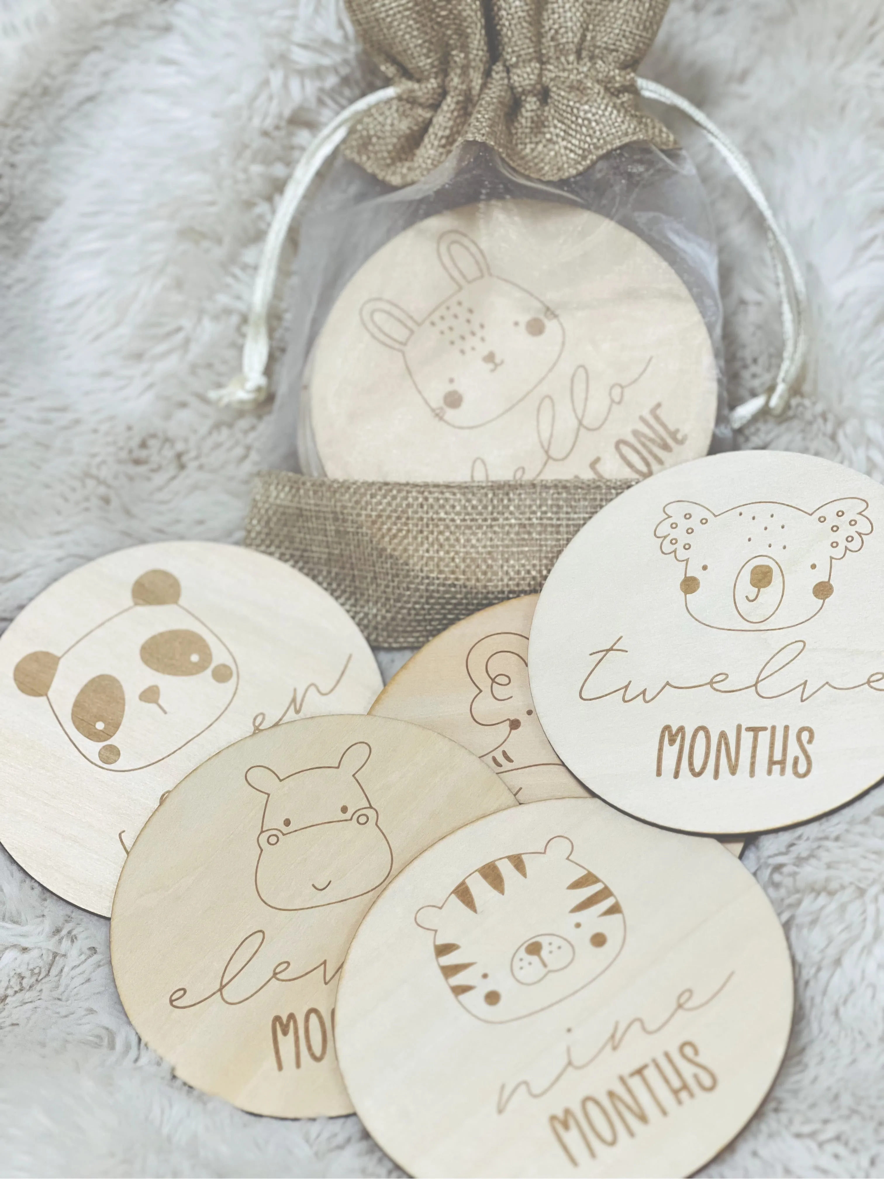 Animal Milestone Wooden Discs