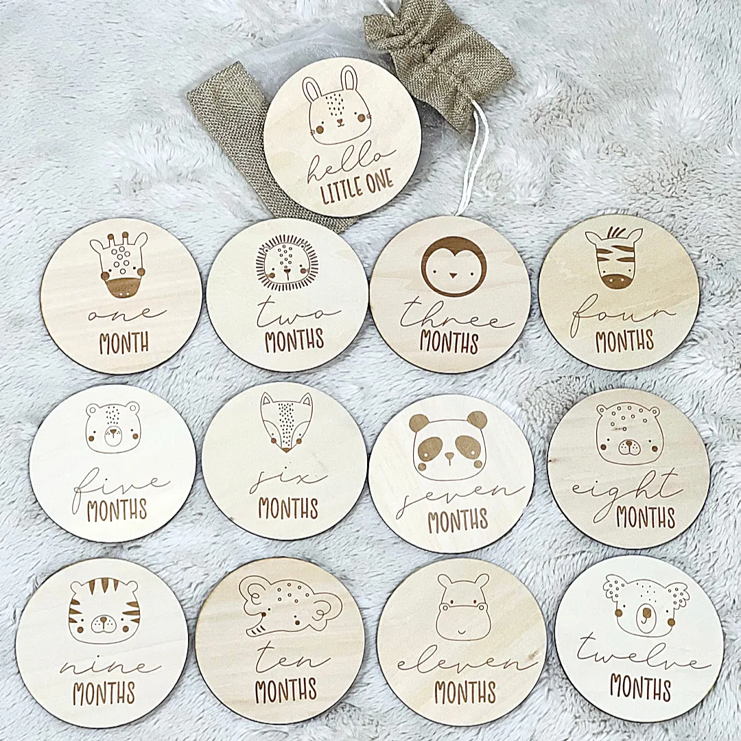 Animal Milestone Wooden Discs