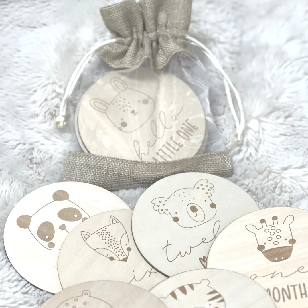 Animal Milestone Wooden Discs