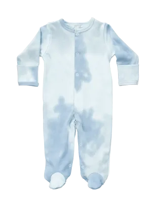 Baby Noomie Blue Tie Dye Footie with Snaps