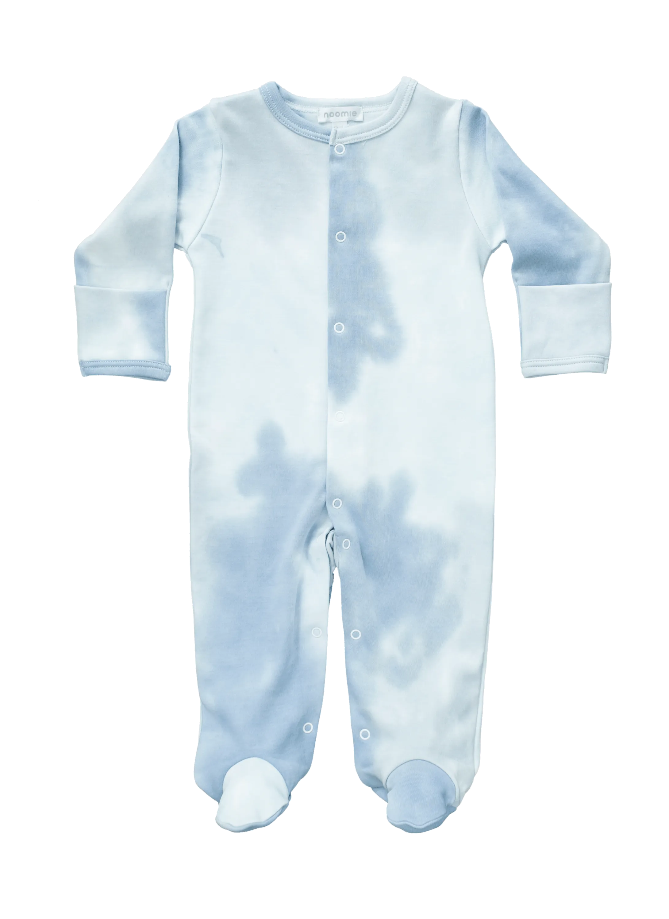 Baby Noomie Blue Tie Dye Footie with Snaps