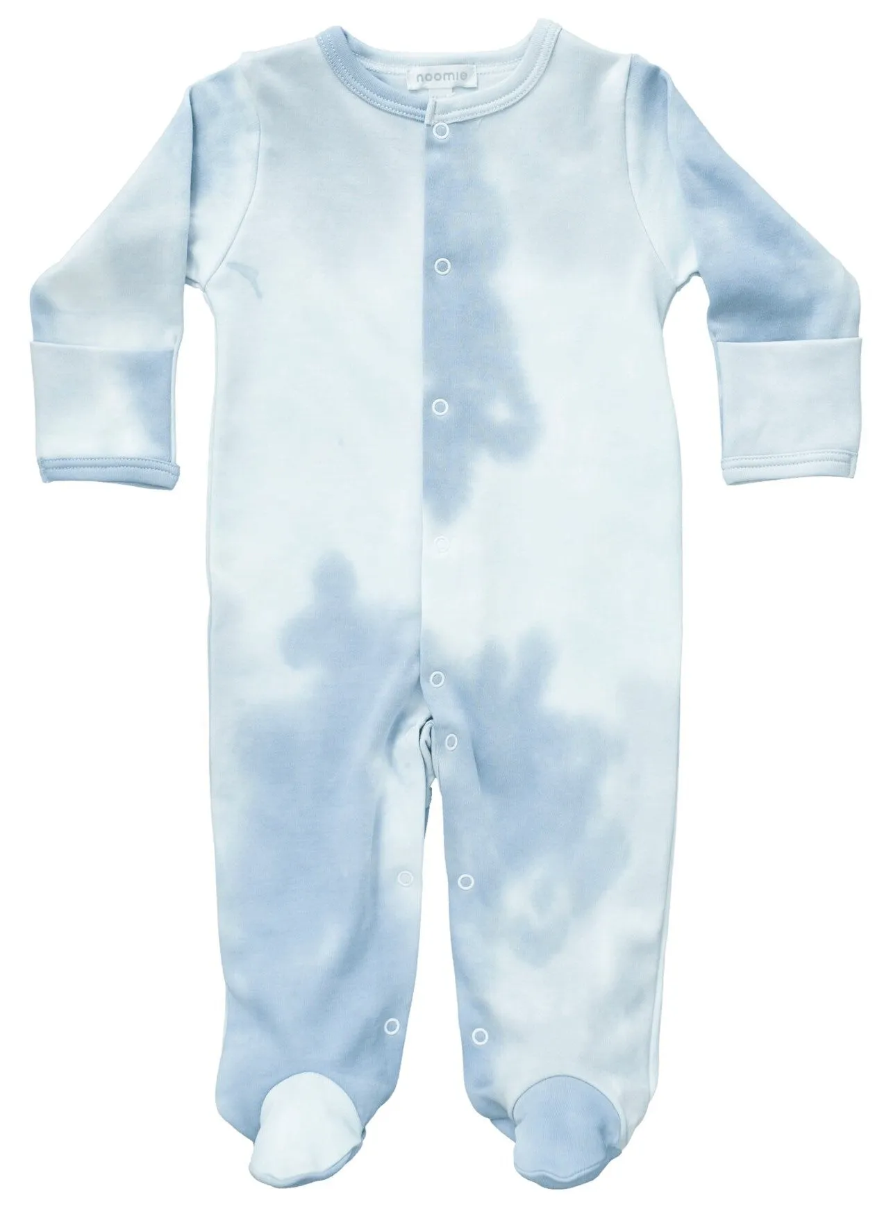 Baby Noomie Blue Tie Dye Footie with Snaps