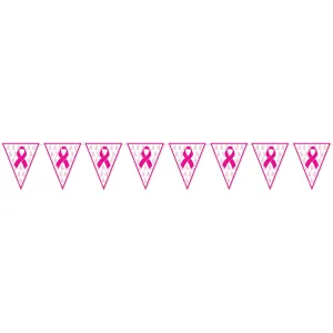 Beistle Pink Ribbon Pennant Banner 11 in  x 12' (1/Pkg) Party Supply Decoration : Pink Ribbon