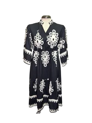 Black Geometric Midi Dress