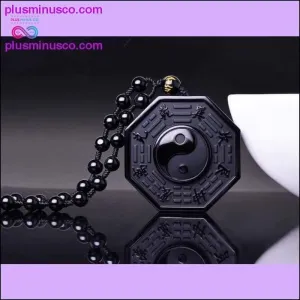 Black Obsidian Natural Stone Yin Yang Pendant Necklace With