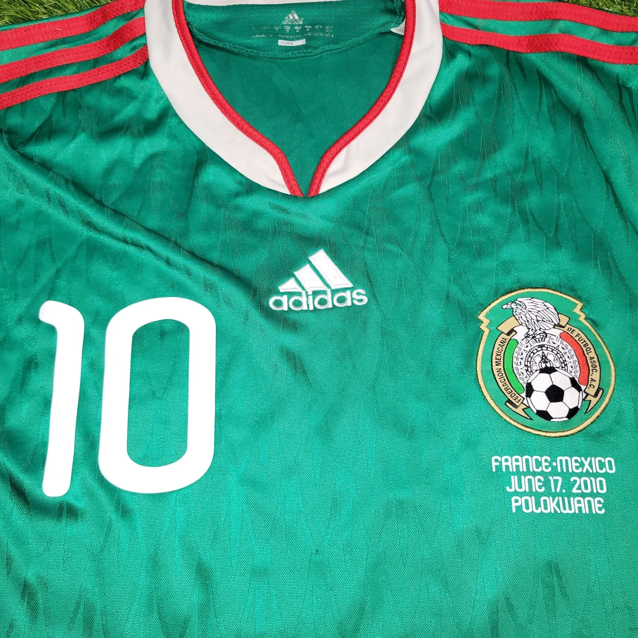 Blanco Mexico 2010 WORLD CUP Home Long Sleeve Soccer Jersey Shirt M SKU# P41409
