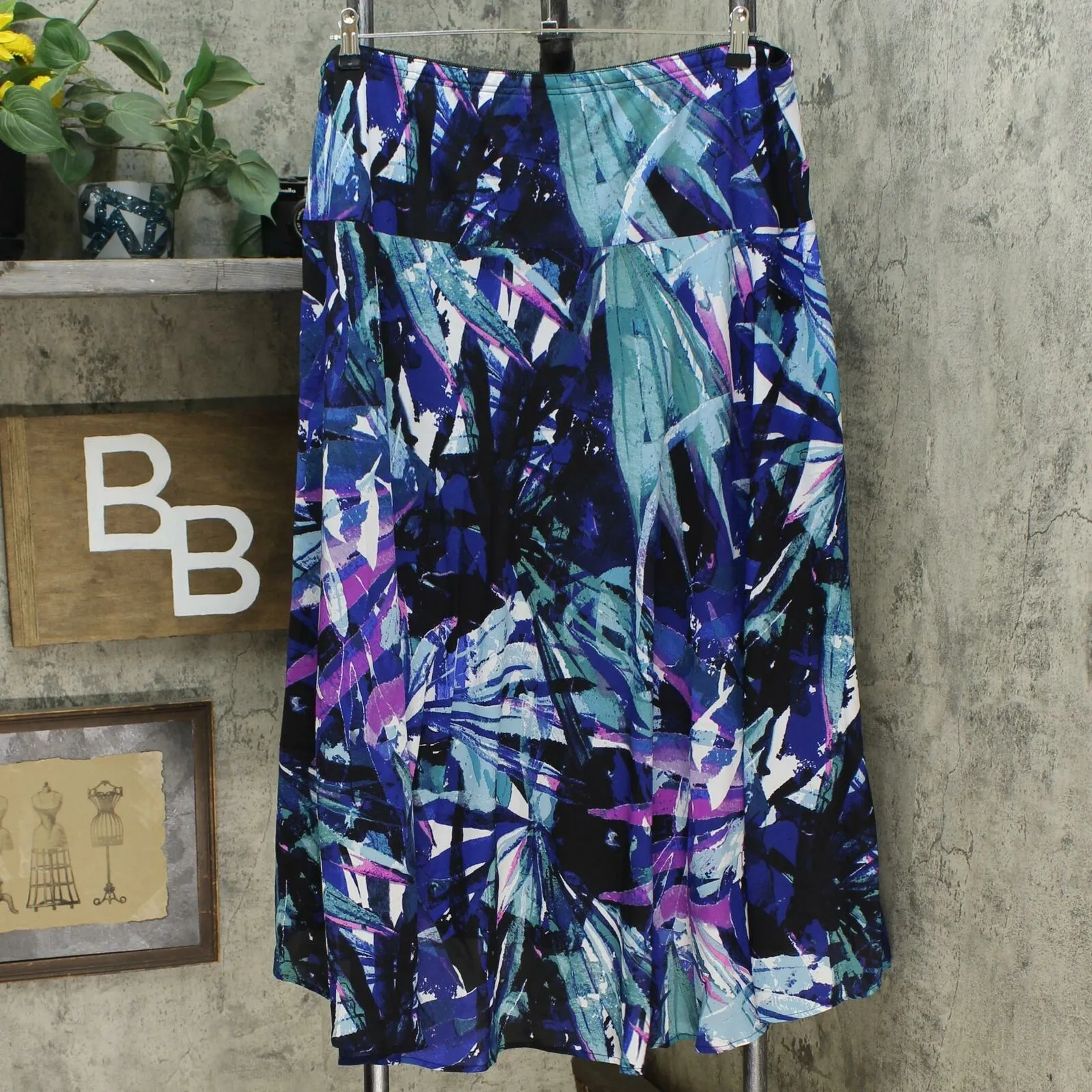 Bob Mackie Women's Plus Size Jungle Print Woven Hi Low Midi Skirt