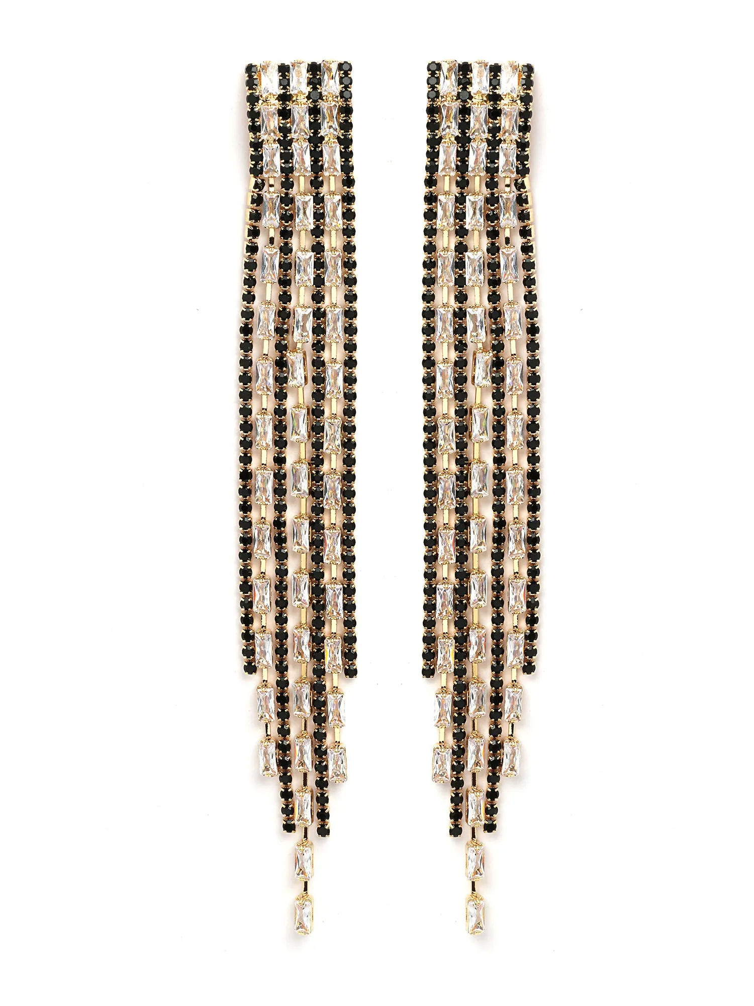 Bohey by KARATCART Gold-Plated Contemporary Black Drop Earrings for Women