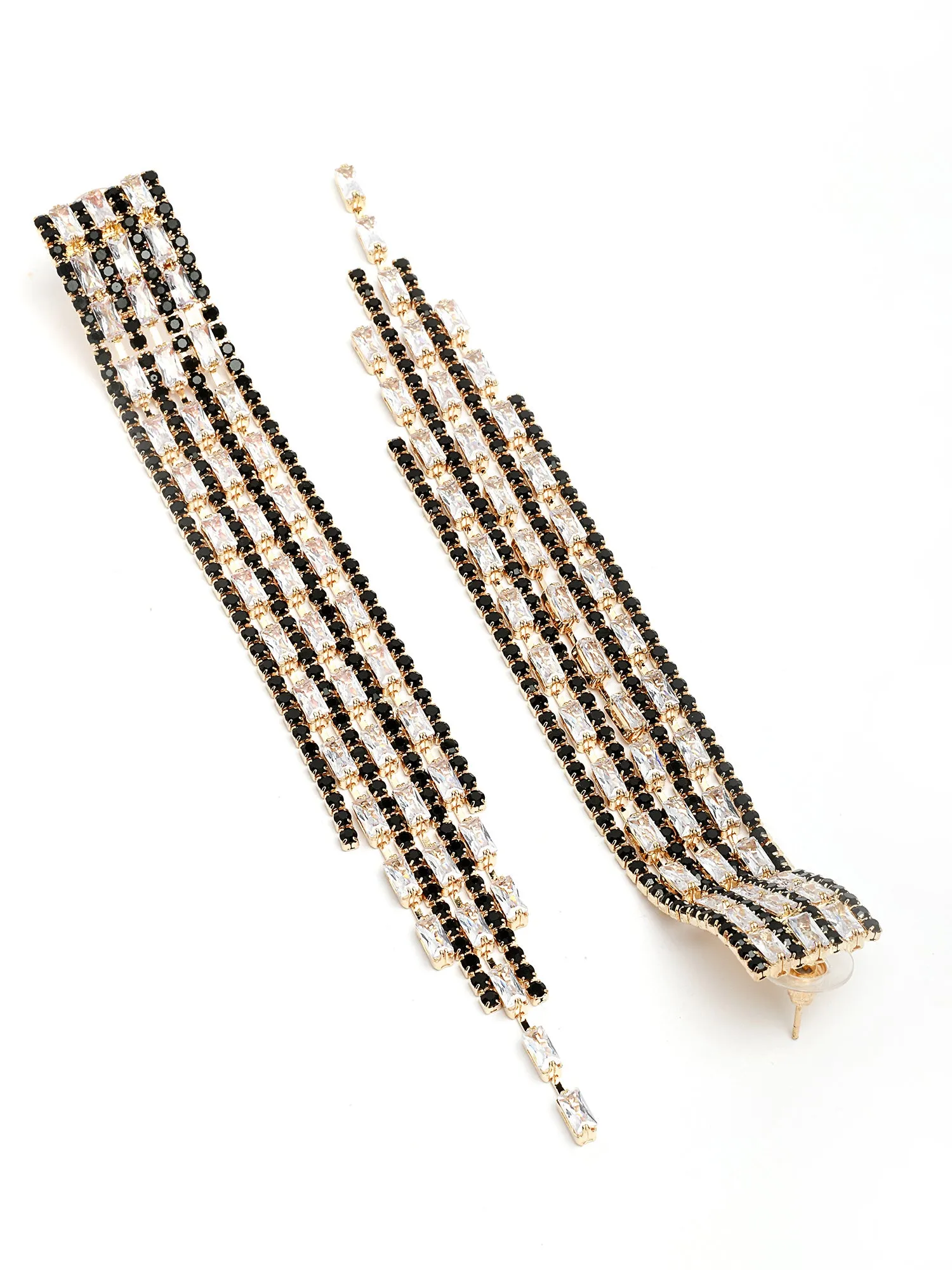 Bohey by KARATCART Gold-Plated Contemporary Black Drop Earrings for Women
