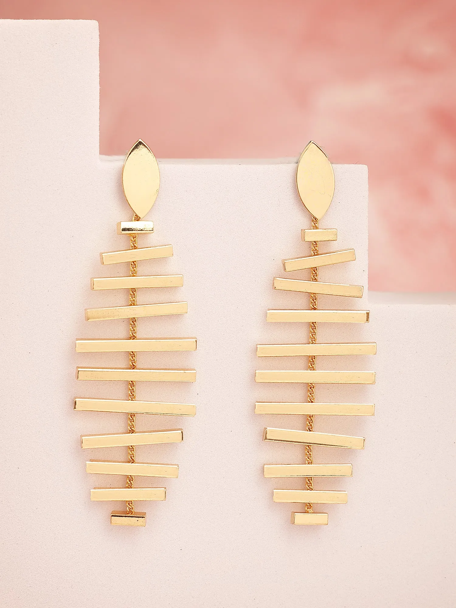 Bohey by KARATCART Gold-Plated Contemporary Drop Earrings for Women